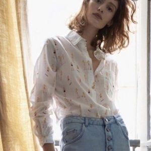 Anthropologie Acoté Skater Girl Printed Button Down Shirt